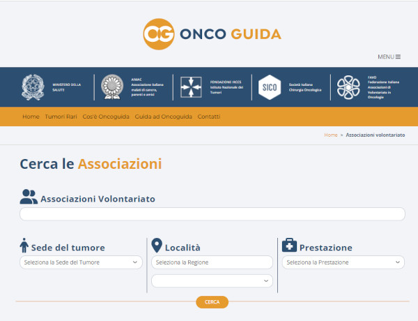 oncoguida ricerca associazioni volontariato oncologia